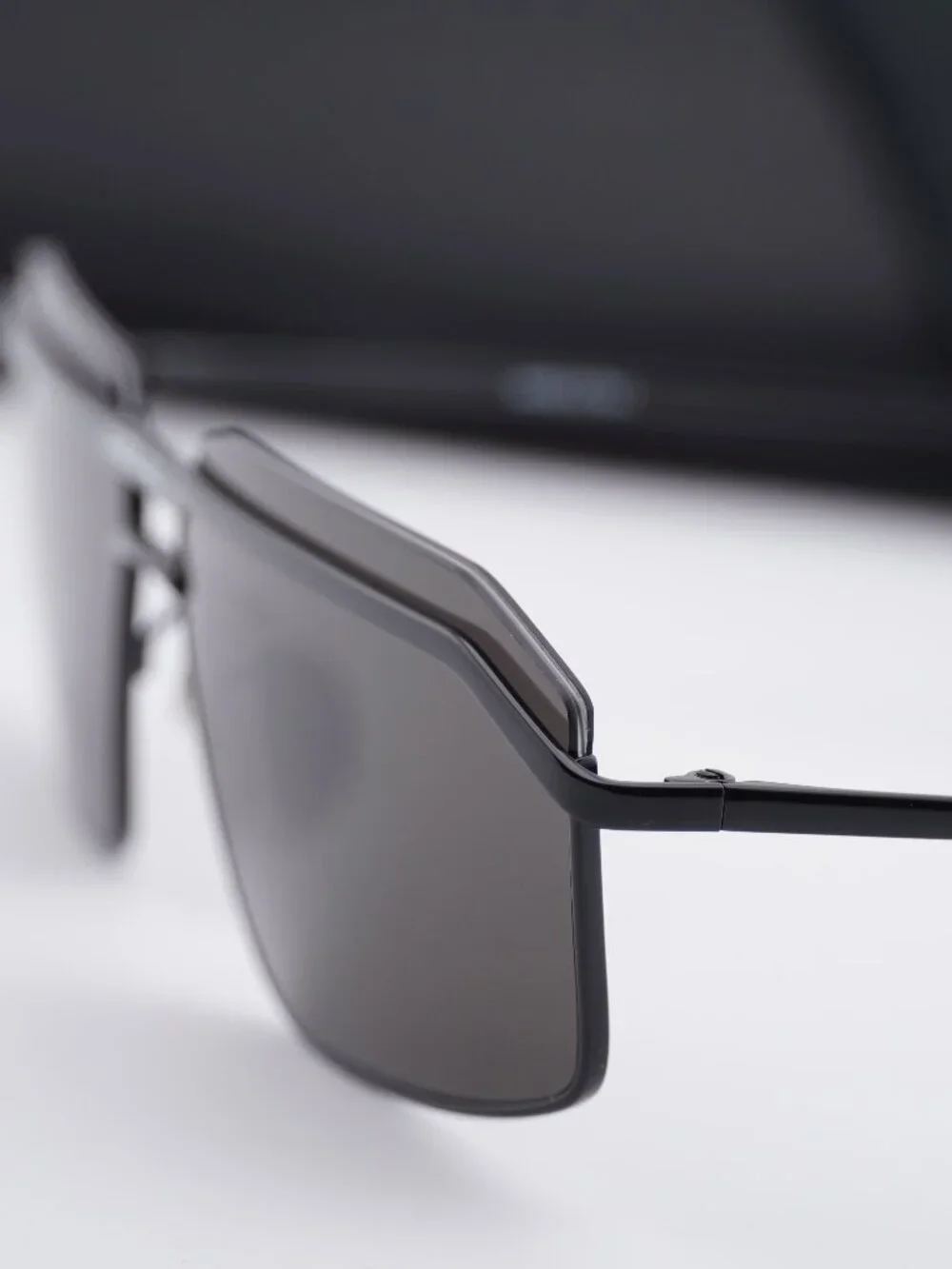 Balenciaga BB0139S 001 Rectangle Sunglasses - Black / Grey